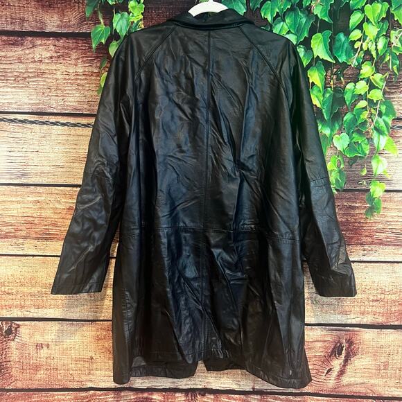 Vintage Preston & York Genuine Leather Jacket Motorcycle Womens 1X Black Button - Picture 5 of 7